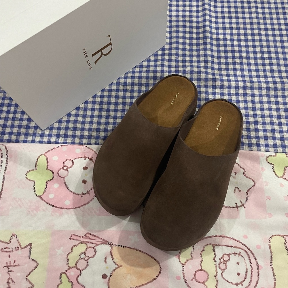 The Row Brown Suede Slip-On Clogs